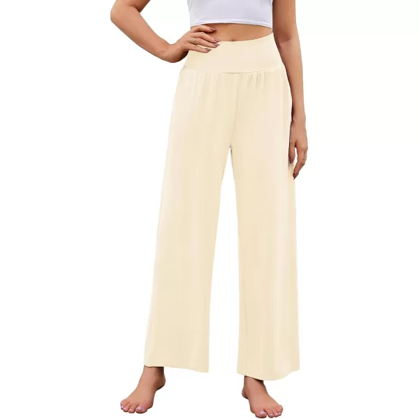 Arolina Wide Leg Yoga Pants for Women 2024 Casual Loose Sweatpants High Waisted Comfy Lounge Pajama Palazzo with PocketsBeige