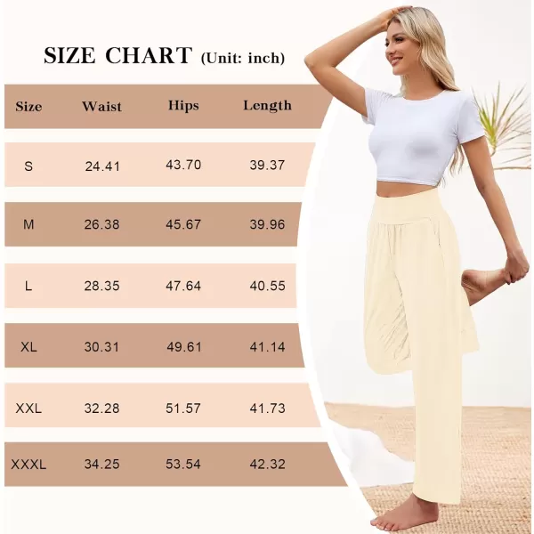 Arolina Wide Leg Yoga Pants for Women 2024 Casual Loose Sweatpants High Waisted Comfy Lounge Pajama Palazzo with PocketsBeige