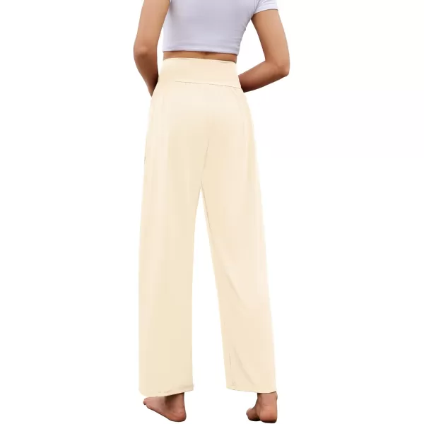 Arolina Wide Leg Yoga Pants for Women 2024 Casual Loose Sweatpants High Waisted Comfy Lounge Pajama Palazzo with PocketsBeige