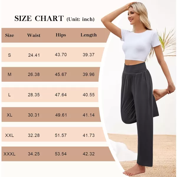 Arolina Wide Leg Yoga Pants for Women 2024 Casual Loose Sweatpants High Waisted Comfy Lounge Pajama Palazzo with PocketsDark Gray