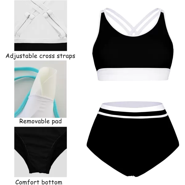 imageArolina Womens High Waisted Bikini Sets Cheeky Two Piece Swimsuits Color Block Cheeky Bathing Suits High Cut SwimwearBlack and White