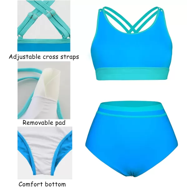 imageArolina Womens High Waisted Bikini Sets Cheeky Two Piece Swimsuits Color Block Cheeky Bathing Suits High Cut SwimwearBlue