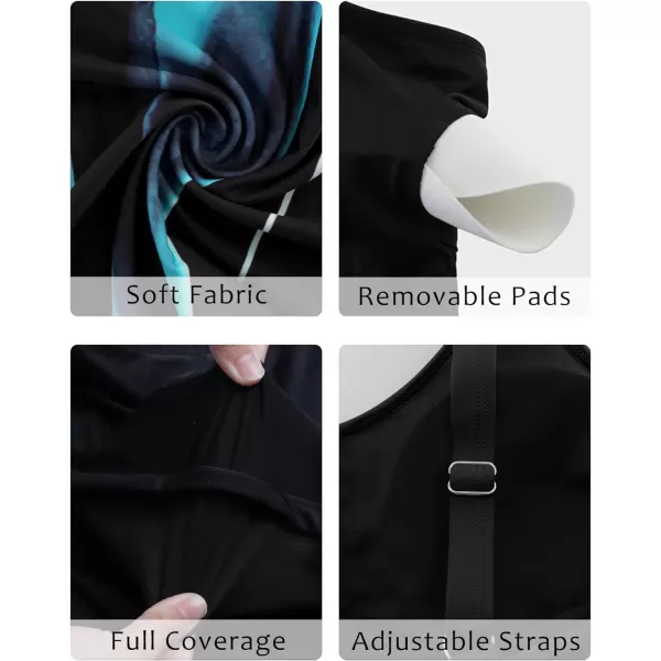 imageArolina Tankini Swimsuits for Women Tummy Control Two Piece Bathing Suits Flowy Swim Tops with Boy ShortsBlue Oblique Stripes