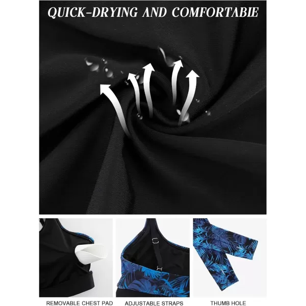 imageArolina Womens Rash Guard Long Sleeve Swim Shirts Swimsuit 2025 Bathing Suit with Womens Swim Shorts ampamp Two PocketsBlack