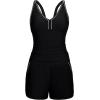 imageArolina 2025 Womens Tankini Swimsuits with Pockets Tummy Control Two Piece Bathing Suits with Boy ShortsBlack