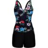imageArolina 2025 Womens Tankini Swimsuits with Pockets Tummy Control Two Piece Bathing Suits with Boy ShortsBlack Flowe