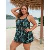 imageArolina Womens Plus Size Tankini Swimsuits Mesh Modest Two Piece Bathing Suits with Shorts Front Tie Flowing SwimwearBlack