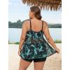 imageArolina Womens Plus Size Tankini Swimsuits Mesh Modest Two Piece Bathing Suits with Shorts Front Tie Flowing SwimwearBlack