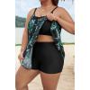 imageArolina Womens Plus Size Tankini Swimsuits Mesh Modest Two Piece Bathing Suits with Shorts Front Tie Flowing SwimwearBlack