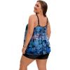 imageArolina Womens Plus Size Tankini Swimsuits Mesh Modest Two Piece Bathing Suits with Shorts Front Tie Flowing SwimwearBlue Flowers