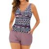 imageArolina 2025 Womens Tankini Swimsuits with Pockets Tummy Control Two Piece Bathing Suits with Boy ShortsBohemia