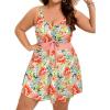 imageArolina Plus Size Swimdress for Women High Waisted Tummy Control Tankini Bathing Suits Two Piece Swimsuits with BoyshortsFlower03