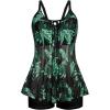 imageArolina Womens Plus Size Tankini Swimsuits Mesh Modest Two Piece Bathing Suits with Shorts Front Tie Flowing SwimwearBlack