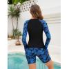 imageArolina Rash Guard for Women 3 Piece Swimsuits for Women 2025 Long Sleeve Bathing Suit Swim Shirts with BoyshortsBlack