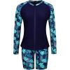 imageArolina Rash Guard for Women 3 Piece Swimsuits for Women 2025 Long Sleeve Bathing Suit Swim Shirts with BoyshortsBlue Navy