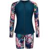 imageArolina Rash Guard for Women 3 Piece Swimsuits for Women 2025 Long Sleeve Bathing Suit Swim Shirts with BoyshortsPeacock Blue