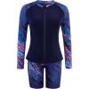 imageArolina Rash Guard for Women 3 Piece Swimsuits for Women 2025 Long Sleeve Bathing Suit Swim Shirts with BoyshortsPurple