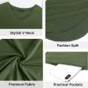 imageArolina Womens Summer Maxi Dress Short Sleeve V Neck Casual Loose Long Beach Split Dresses with PocketsArmy Green