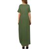 imageArolina Womens Summer Maxi Dress Short Sleeve V Neck Casual Loose Long Beach Split Dresses with PocketsArmy Green