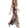 imageArolina Womens Summer Maxi Dress Short Sleeve V Neck Casual Loose Long Beach Split Dresses with PocketsColorful Summer