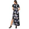 imageArolina Womens Summer Maxi Dress Short Sleeve V Neck Casual Loose Long Beach Split Dresses with PocketsPink Rose