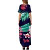 imageArolina Womens Summer Maxi Dress Short Sleeve V Neck Casual Loose Long Beach Split Dresses with PocketsRosy Orange Flower