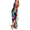 imageArolina Womens Summer Maxi Dress Short Sleeve V Neck Casual Loose Long Beach Split Dresses with PocketsRosy Orange Flower
