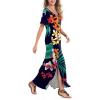 imageArolina Womens Summer Maxi Dress Short Sleeve V Neck Casual Loose Long Beach Split Dresses with PocketsRosy Orange Flower