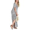 imageArolina Womens Summer Maxi Dress Short Sleeve V Neck Casual Loose Long Beach Split Dresses with PocketsWhite
