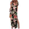 imageArolina Womens Summer Maxi Dress Short Sleeve V Neck Casual Loose Long Beach Split Dresses with PocketsColorful Summer