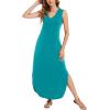 imageArolina Maxi Dress for Women Tropical Summer V Neck Sleeveless Split Long Beach Dresses Casual Loose Sundress with PocketsA Teal Blue