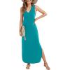 imageArolina Maxi Dress for Women Tropical Summer V Neck Sleeveless Split Long Beach Dresses Casual Loose Sundress with PocketsA Teal Blue