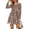imageArolina Womens Casual Swing Shift Dress Summer V Neck Short Sleeve Babydoll Ruffle Dress Tunic DressLeopard1