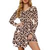 imageArolina Womens Casual Swing Shift Dress Summer V Neck Short Sleeve Babydoll Ruffle Dress Tunic DressLeopard1