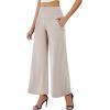 imageArolina Womens Stretchy Wide Leg Palazzo Lounge Pants with Pockets Casual Comfy High Waist Palazzo Pants for Women DressyAlmond