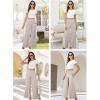 imageArolina Womens Stretchy Wide Leg Palazzo Lounge Pants with Pockets Casual Comfy High Waist Palazzo Pants for Women DressyAlmond