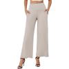 imageArolina Womens Stretchy Wide Leg Palazzo Lounge Pants with Pockets Casual Comfy High Waist Palazzo Pants for Women DressyAlmond