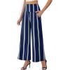 imageArolina Womens Stretchy Wide Leg Palazzo Lounge Pants with Pockets Casual Comfy High Waist Palazzo Pants for Women DressyBlue Stripe