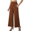 imageArolina Womens Stretchy Wide Leg Palazzo Lounge Pants with Pockets Casual Comfy High Waist Palazzo Pants for Women DressyBrown
