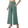 imageArolina Womens Stretchy Wide Leg Palazzo Lounge Pants with Pockets Casual Comfy High Waist Palazzo Pants for Women DressyLake Blue