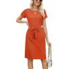 imageArolina Womens Summer Short Sleeve Striped T Shirt Dress Casual Midi Dresses Crewneck Tie Waist with PocketsBrick Red
