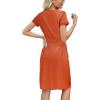 imageArolina Womens Summer Short Sleeve Striped T Shirt Dress Casual Midi Dresses Crewneck Tie Waist with PocketsBrick Red