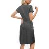 imageArolina Womens Summer Short Sleeve Striped T Shirt Dress Casual Midi Dresses Crewneck Tie Waist with PocketsDark Grey