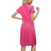imageArolina Womens Summer Short Sleeve Striped T Shirt Dress Casual Midi Dresses Crewneck Tie Waist with PocketsHot Pink