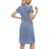 imageArolina Womens Summer Short Sleeve Striped T Shirt Dress Casual Midi Dresses Crewneck Tie Waist with PocketsLight Blue