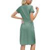 imageArolina Womens Summer Short Sleeve Striped T Shirt Dress Casual Midi Dresses Crewneck Tie Waist with PocketsTeal