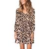 imageArolina Womens Casual Swing Shift Dress Summer V Neck Short Sleeve Babydoll Ruffle Dress Tunic DressLeopard1