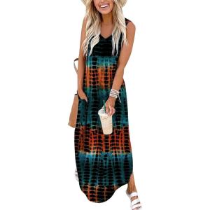 imageArolina Maxi Dress for Women Tropical Summer V Neck Sleeveless Split Long Beach Dresses Casual Loose Sundress with PocketsTiedye 01
