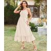 imageArolina Womens Summer Floral Boho Dress 2025 Square Neck Maxi Dresses Solid Color Ruffle Beach Vacation Long SundressBeige