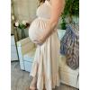 imageArolina Womens Summer Floral Boho Dress 2025 Square Neck Maxi Dresses Solid Color Ruffle Beach Vacation Long SundressBeige